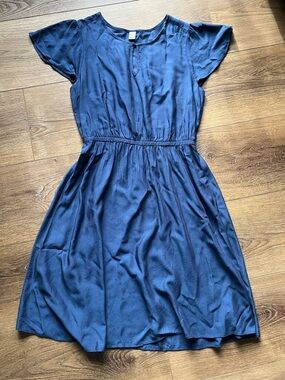 Old Navy Navy Blue Short-Sleeve Midi Dress